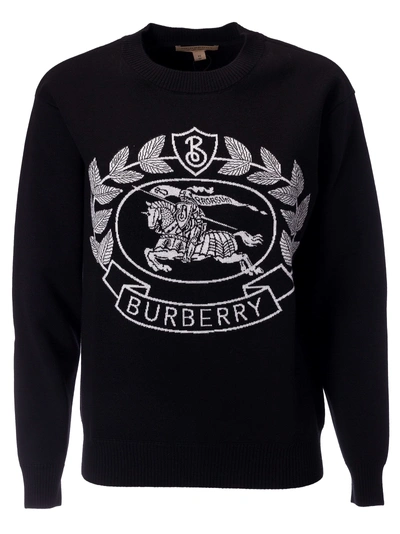 Shop Burberry Logo Sweater In Black