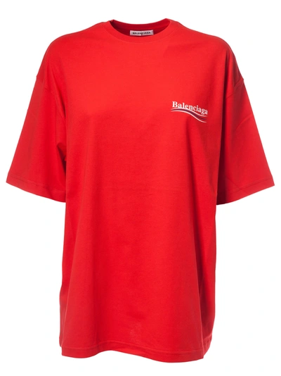 Shop Balenciaga Logo Print T-shirt In Vermilion