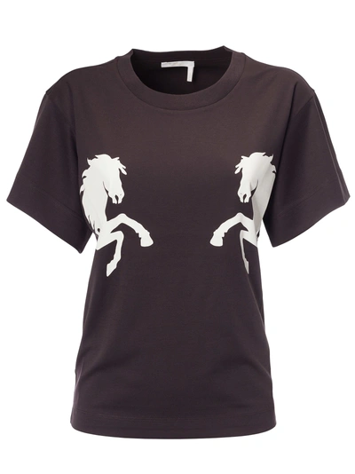 Shop Chloé Horse Print T-shirt In Basic