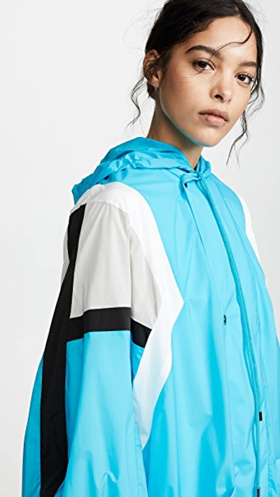 Shop Koché Patchwork Parka In Aqua/black/white