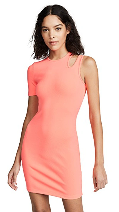 Shop Alexander Wang T Rib Asymmetric Dress In Hot Pink