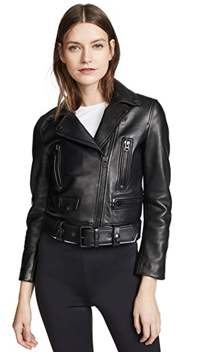 Shop Acne Studios Leather Mock Jacket In All Black