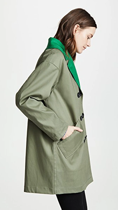 Shop N°21 Two Tone Trench Coat In Olive Green