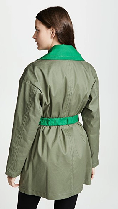Shop N°21 Two Tone Trench Coat In Olive Green
