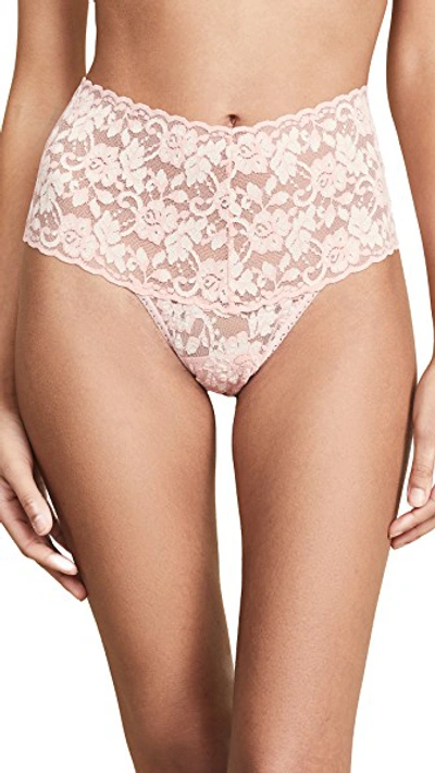 Shop Hanky Panky Cross Dyed Retro Lace Thong In Rosita Marshmallow