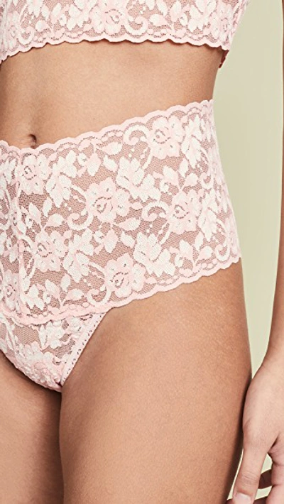 Shop Hanky Panky Cross Dyed Retro Lace Thong In Rosita Marshmallow