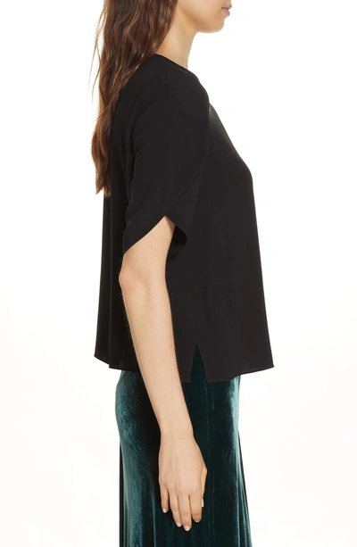 Shop Eileen Fisher Tulip Sleeve Silk Top In Black