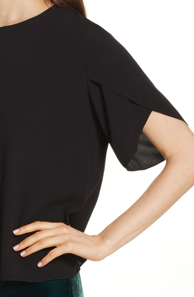 Shop Eileen Fisher Tulip Sleeve Silk Top In Black