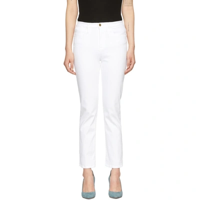Shop Frame White 'le High Straight' Jeans