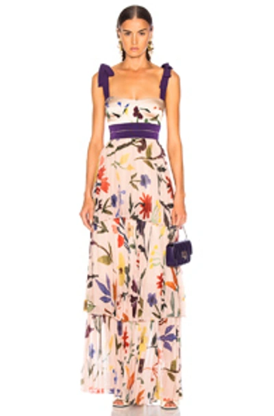Shop Silvia Tcherassi No Me Olvides Dress In Floral,neutral,purple In Floral Garden