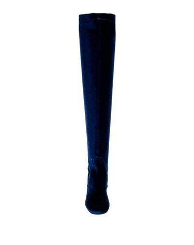Shop Anna F . Woman Knee Boots Blue Size 11 Textile Fibers