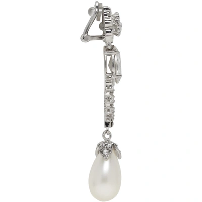 Shop Miu Miu Silver Crystal And Pearl Clip-on Earrings In F0qcd Cryst