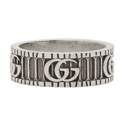 Shop Gucci Silver Double G Ring In 0811agedsil