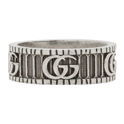 Shop Gucci Silver Double G Ring In 0811agedsil