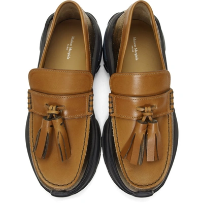 Shop Maison Margiela Tan And Gold Moccasin Loafers In H73897cuoio
