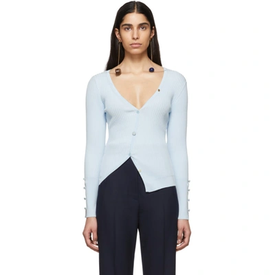 Shop Jacquemus Blue Le Cardigan Tordu Cardigan In Baby Blue