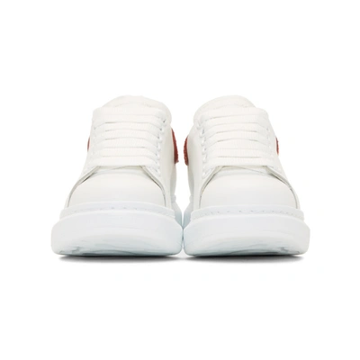 Shop Alexander Mcqueen White & Red Glitter Oversized Sneakers