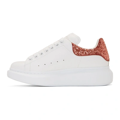 Shop Alexander Mcqueen White & Red Glitter Oversized Sneakers