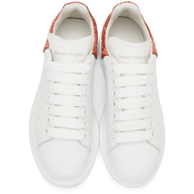 Shop Alexander Mcqueen White & Red Glitter Oversized Sneakers