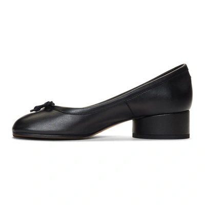 Shop Maison Margiela Black Leather Tabi Ballerina Heels In T8013 Black