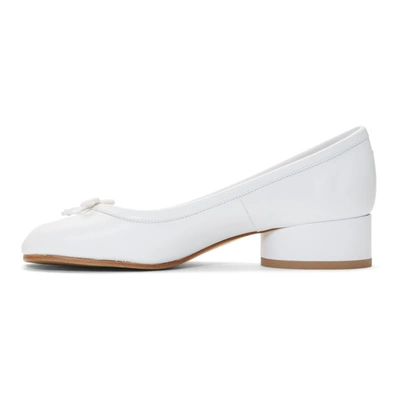 Shop Maison Margiela White Leather Tabi Ballerina Heels In T1003 White