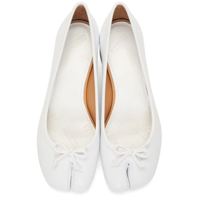 Shop Maison Margiela White Leather Tabi Ballerina Heels In T1003 White