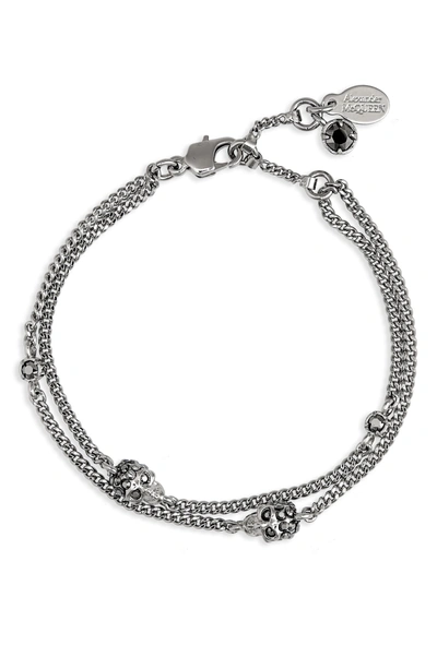 Shop Alexander Mcqueen Skull Chain Bracelet In Silver