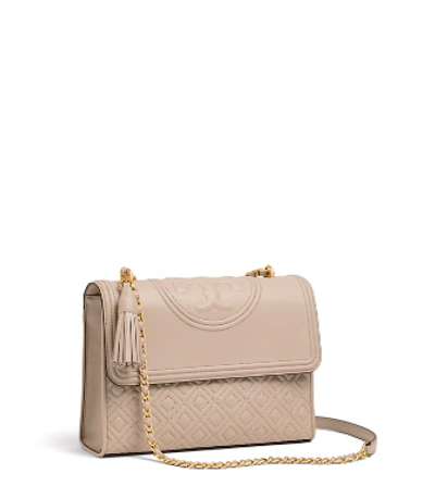 Shop Tory Burch Fleming Convertible Shoulder Bag In Light Taupe