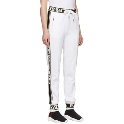 Shop Dolce & Gabbana Dolce And Gabbana White Logo Lounge Pants In W0800 White