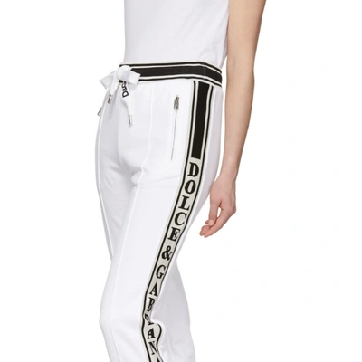 Shop Dolce & Gabbana Dolce And Gabbana White Logo Lounge Pants In W0800 White
