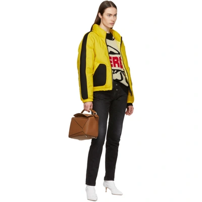 Shop Ienki Ienki Yellow And Black Down Coated Jacket In Linen Yello