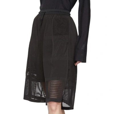 Shop Y-3 Black Mesh Patchwork Shorts