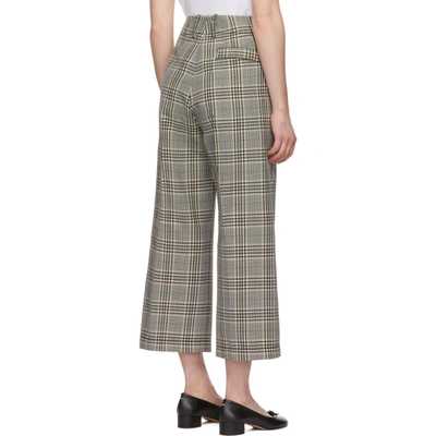 Shop Mm6 Maison Margiela Off-white Check Wide-leg Trousers In 001f Check
