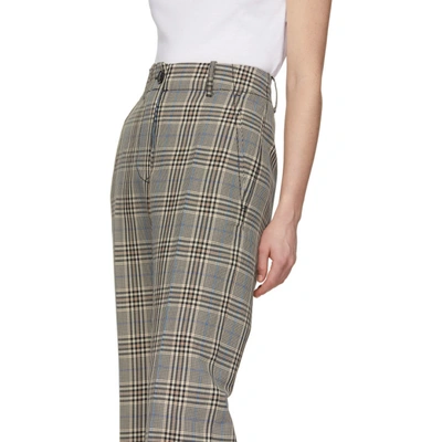 Shop Mm6 Maison Margiela Off-white Check Wide-leg Trousers In 001f Check
