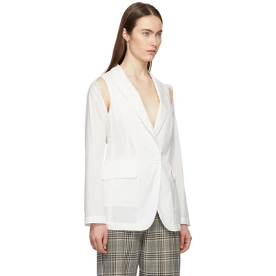 Shop Mm6 Maison Margiela Off-white Convertible Open Sleeve Blazer In 101 Off Whi