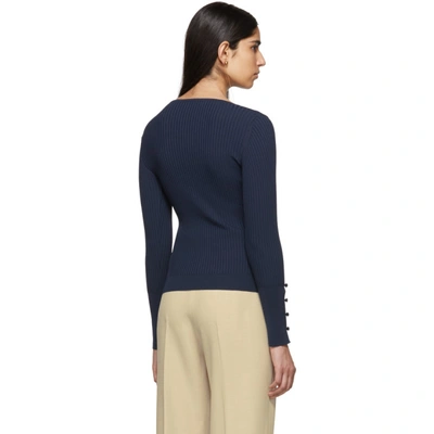 Shop Jacquemus Navy Le Cardigan Tordu Cardigan