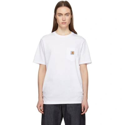 Shop Carhartt Work In Progress White Pocket T-shirt In 0200 White