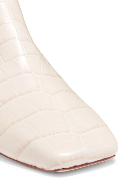 Shop Nanushka Salsa Croc-effect Leather Ankle Boots In Cream