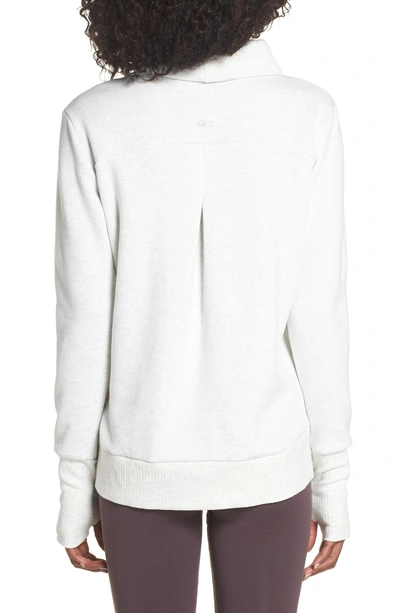 Shop Alo Yoga 'haze' Funnel Neck Sweatshirt In White Heather