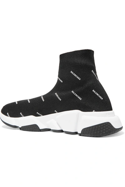 Shop Balenciaga Speed Logo-print Stretch-knit High-top Sneakers In Black