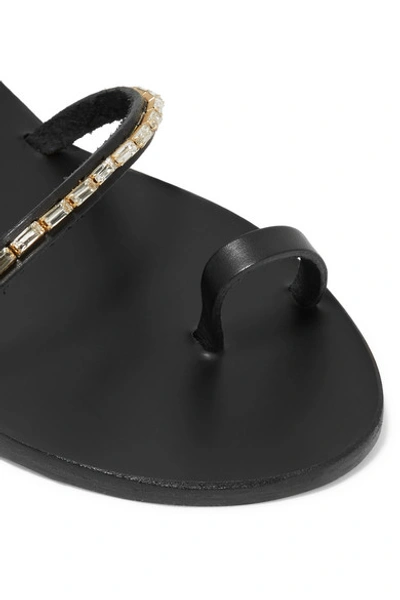 Shop Ancient Greek Sandals Apli Eleftheria Crystal-embellished Leather Sandals In Black