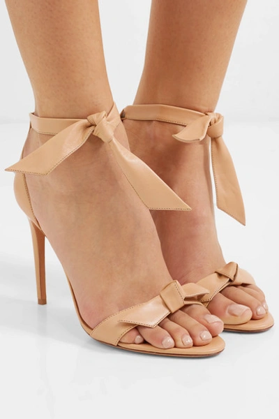 Shop Alexandre Birman Clarita Bow-embellished Leather Sandals In Neutrals