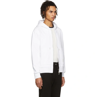 Shop Thom Browne White Center-back Stripe Loopback Hoodie In 100 White