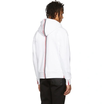 Shop Thom Browne White Center-back Stripe Loopback Hoodie In 100 White