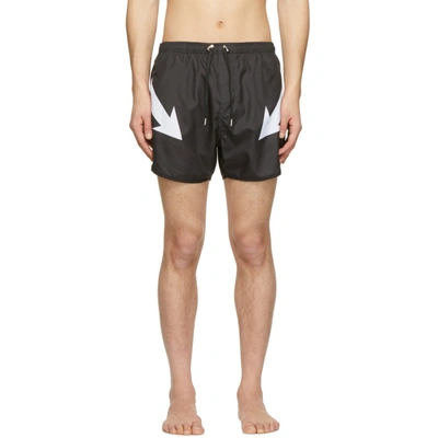 Shop Neil Barrett Black Arrow Swim Shorts In 524.blkwht