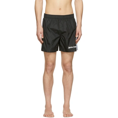 Shop Palm Angels Black Track Shorts In 1001 Blkwht