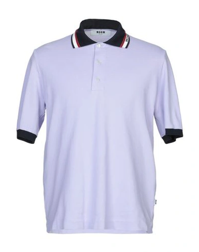Shop Msgm Polo Shirts In Light Purple