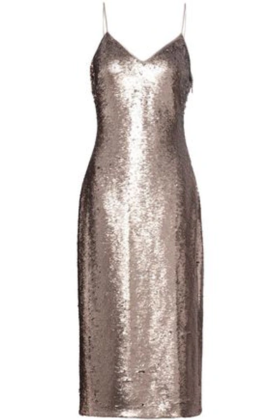 Shop Cinq À Sept Woman Sequined Tulle Midi Dress Gold