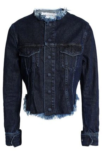 Shop Marques' Almeida Frayed Denim Jacket In Dark Denim