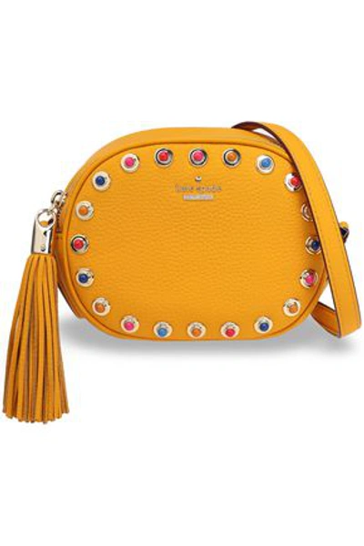 Shop Kate Spade Tinley Devoe Street Embellished Textured-leather Shoulder Bag In Saffron